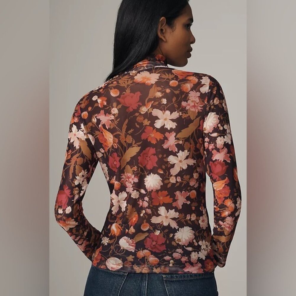 Nwt Size M By Anthropologie Mesh Turtleneck Top - image 4